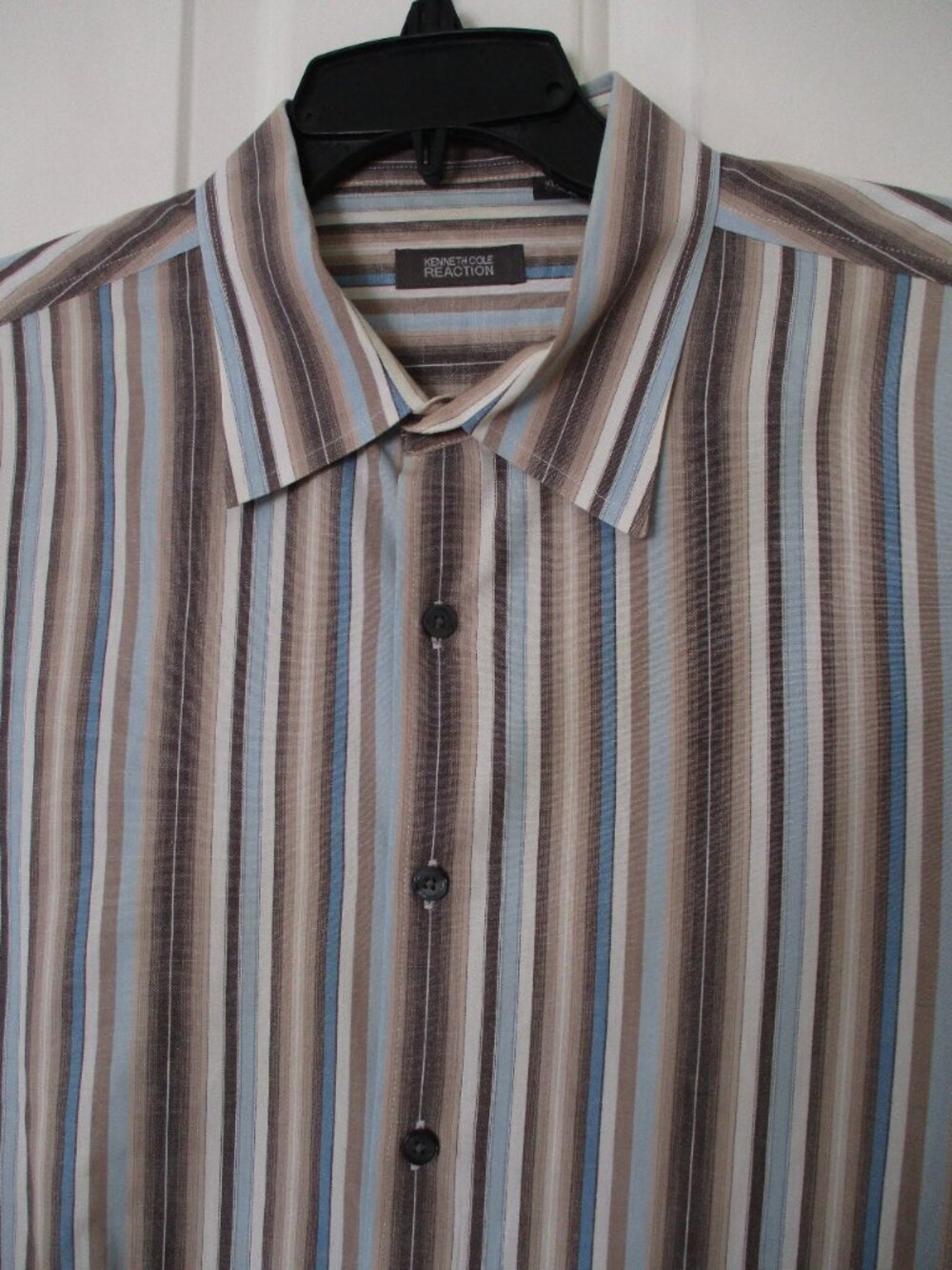 Kenneth Cole Reaction Mens L/S Tan/Blue/Gray Cotton Dress Shirt- Size 16.5/35-36